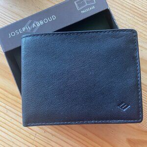 Men's New Black Leather Wallet Joseph Abboud